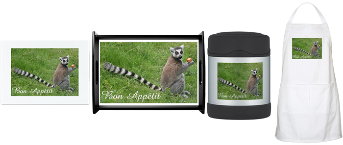 Cafepress Shop - ring-tailed lemur wishing you Bon Appétit