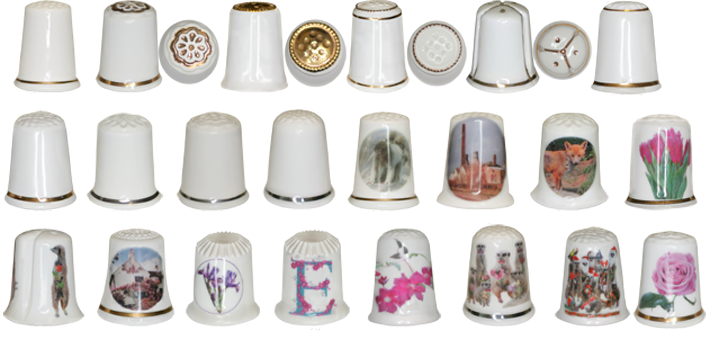 White bone china thimbles